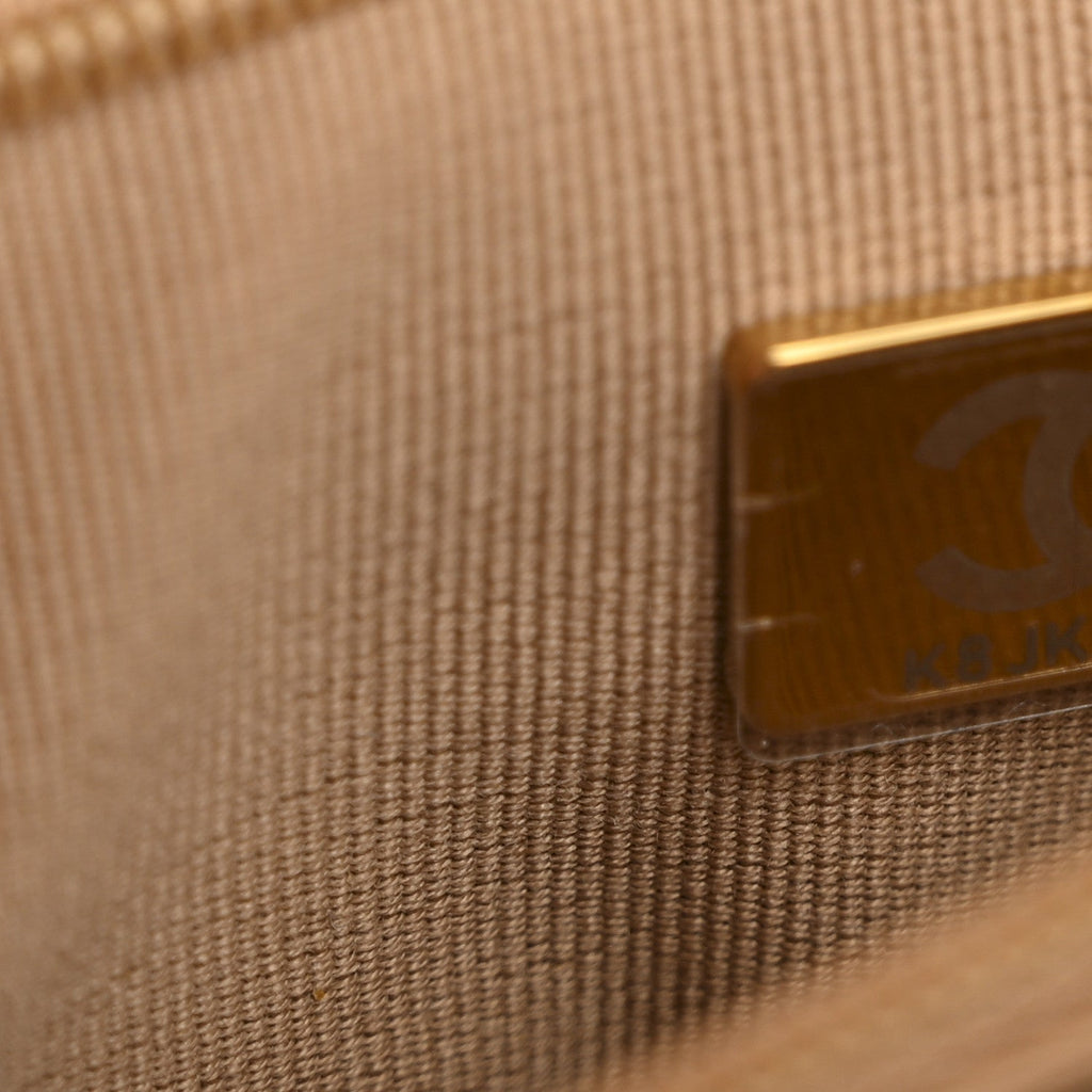 Chanel Braided Raffia Nano Kelly Flap Bag Dark Beige
