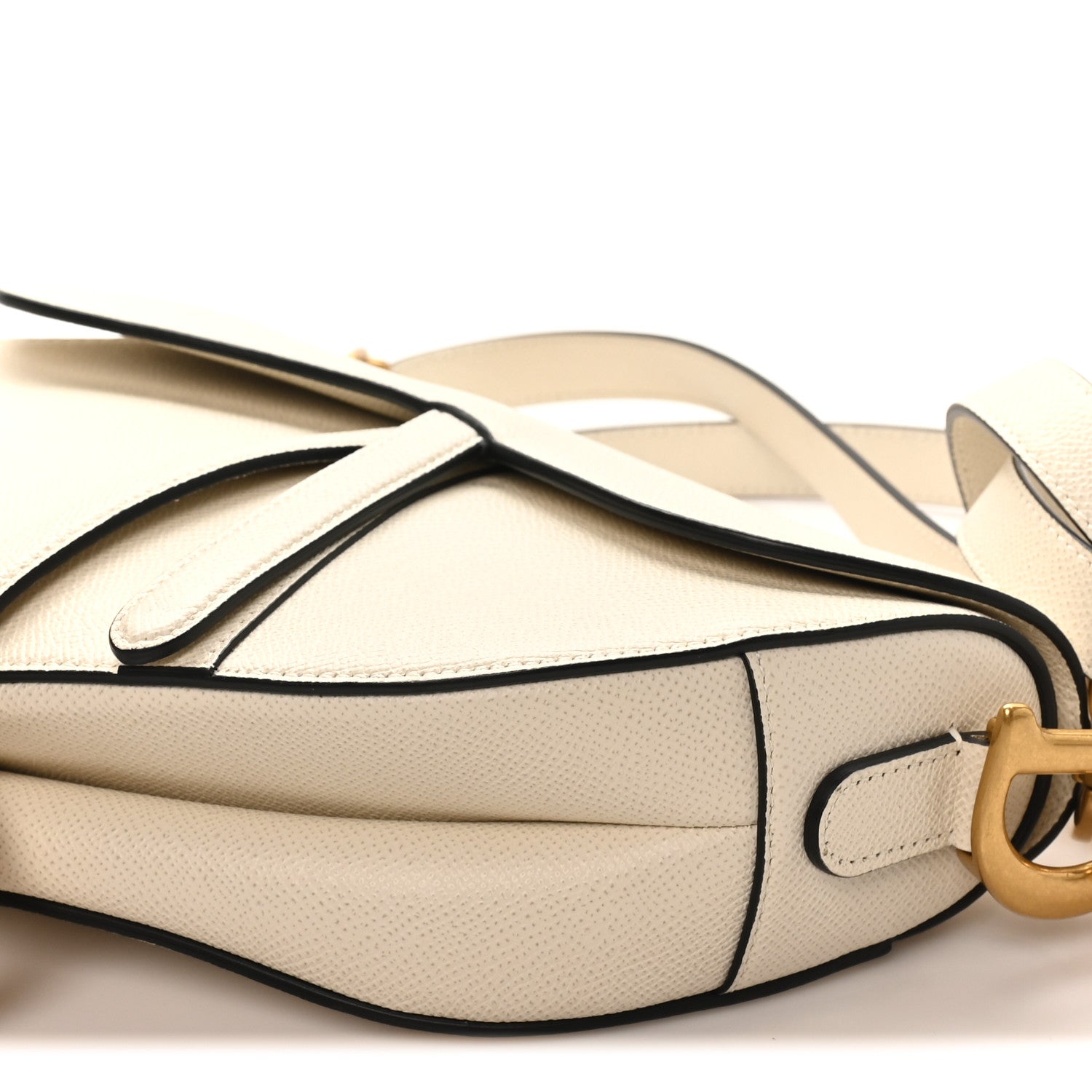 Christian Dior Grained Calfskin Saddle Bag With Strap Latte