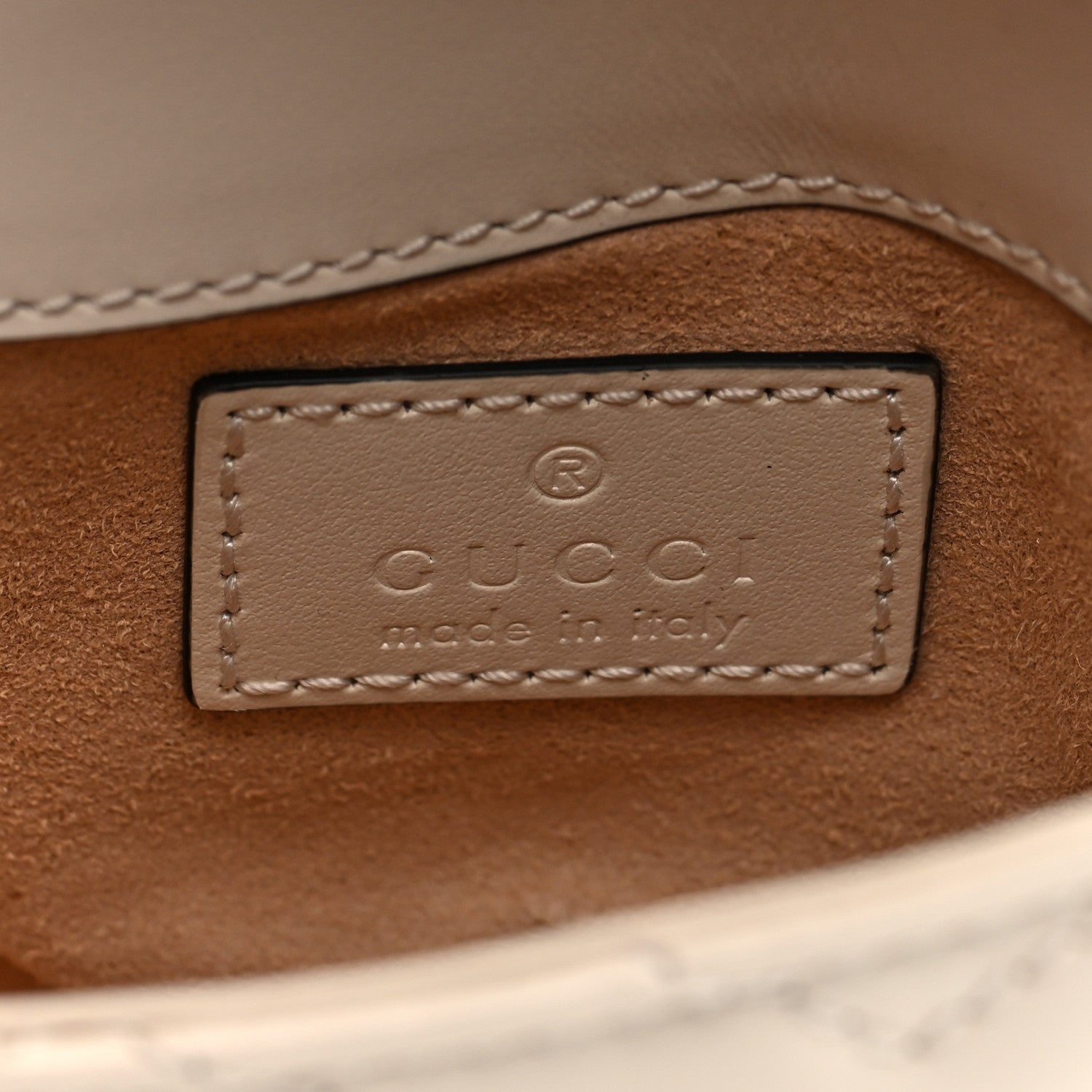 Gucci Calfskin Matelasse Mini GG Marmont Chain Belt Bag Mystic White