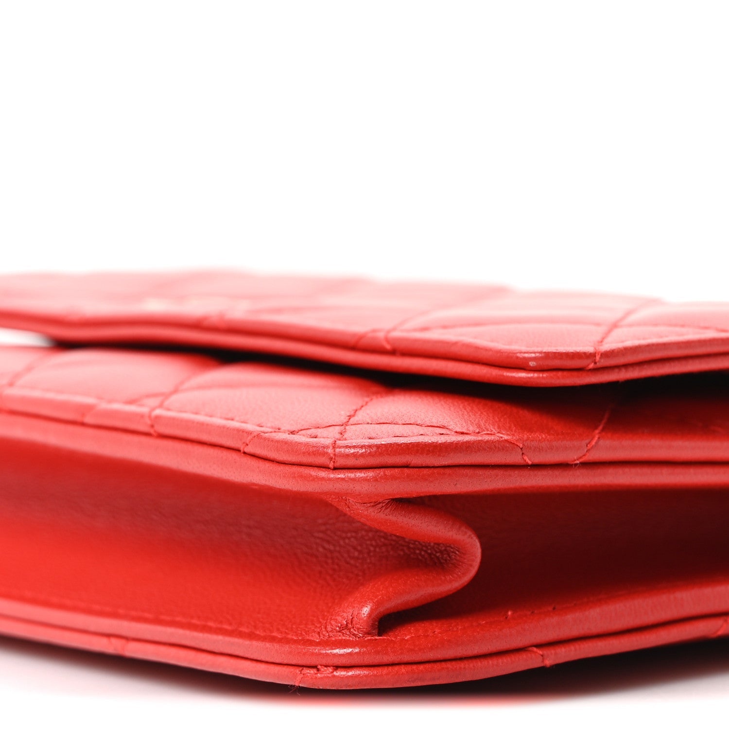 Chanel Lambskin Quilted Wallet On Chain WOC Red