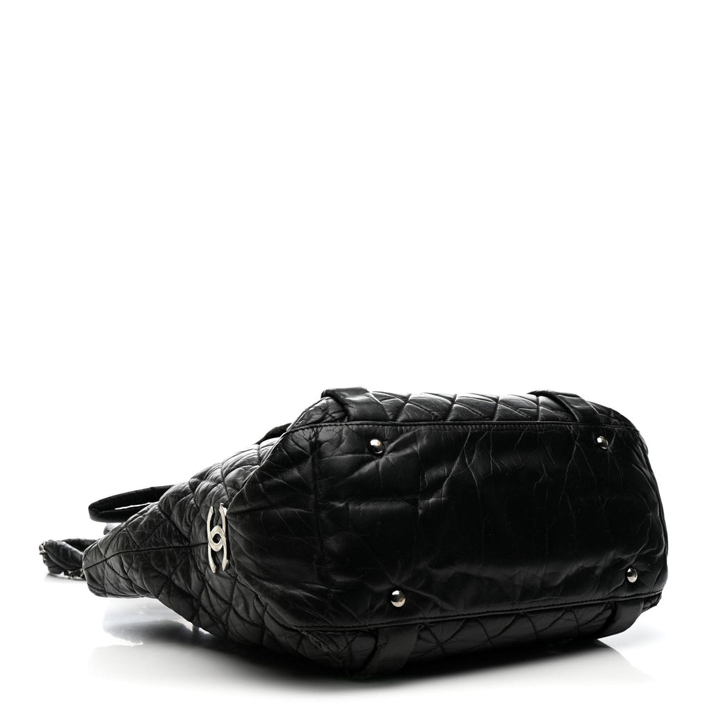 Chanel Distressed Lambskin Vintage Ligne Lady Braid Tote Black
