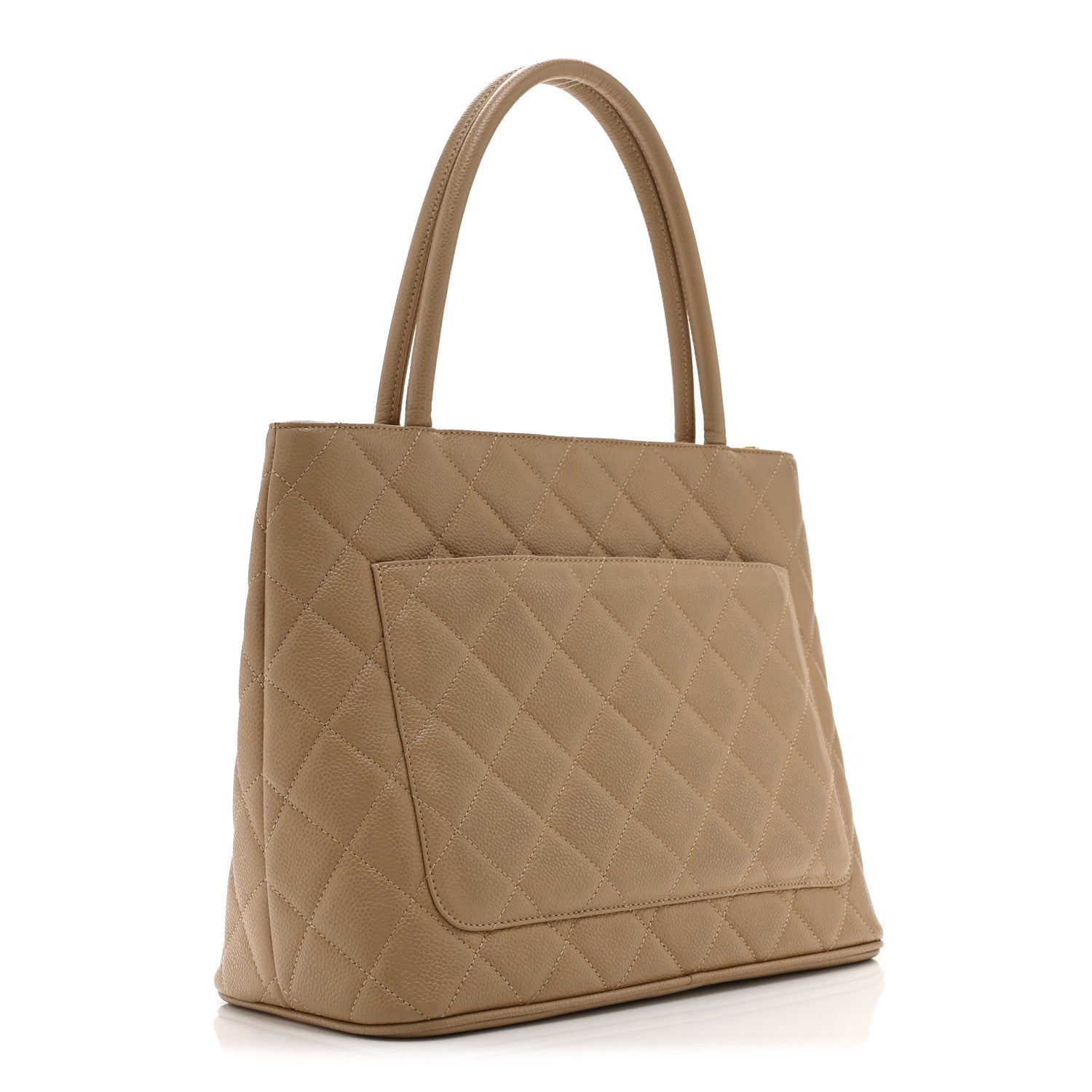 Chanel Caviar Quilted Medallion Tote Beige