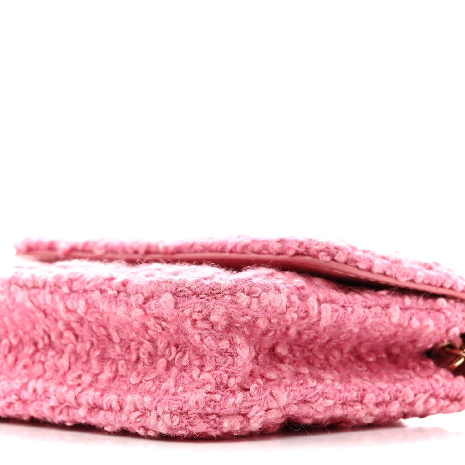 Chanel Tweed Quilted Flap Chain Waist Bag Pink