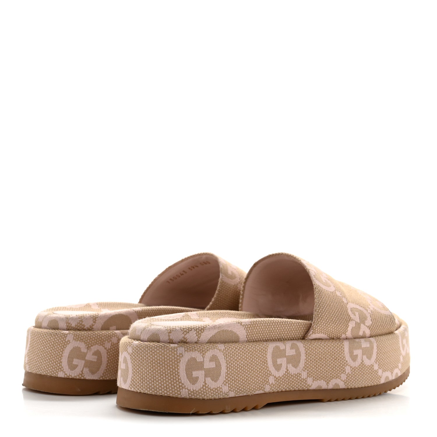 Gucci Monogram Jumbo GG Angelina Platform 55mm Slide Sandals 39.5 Beige Perfect Pink
