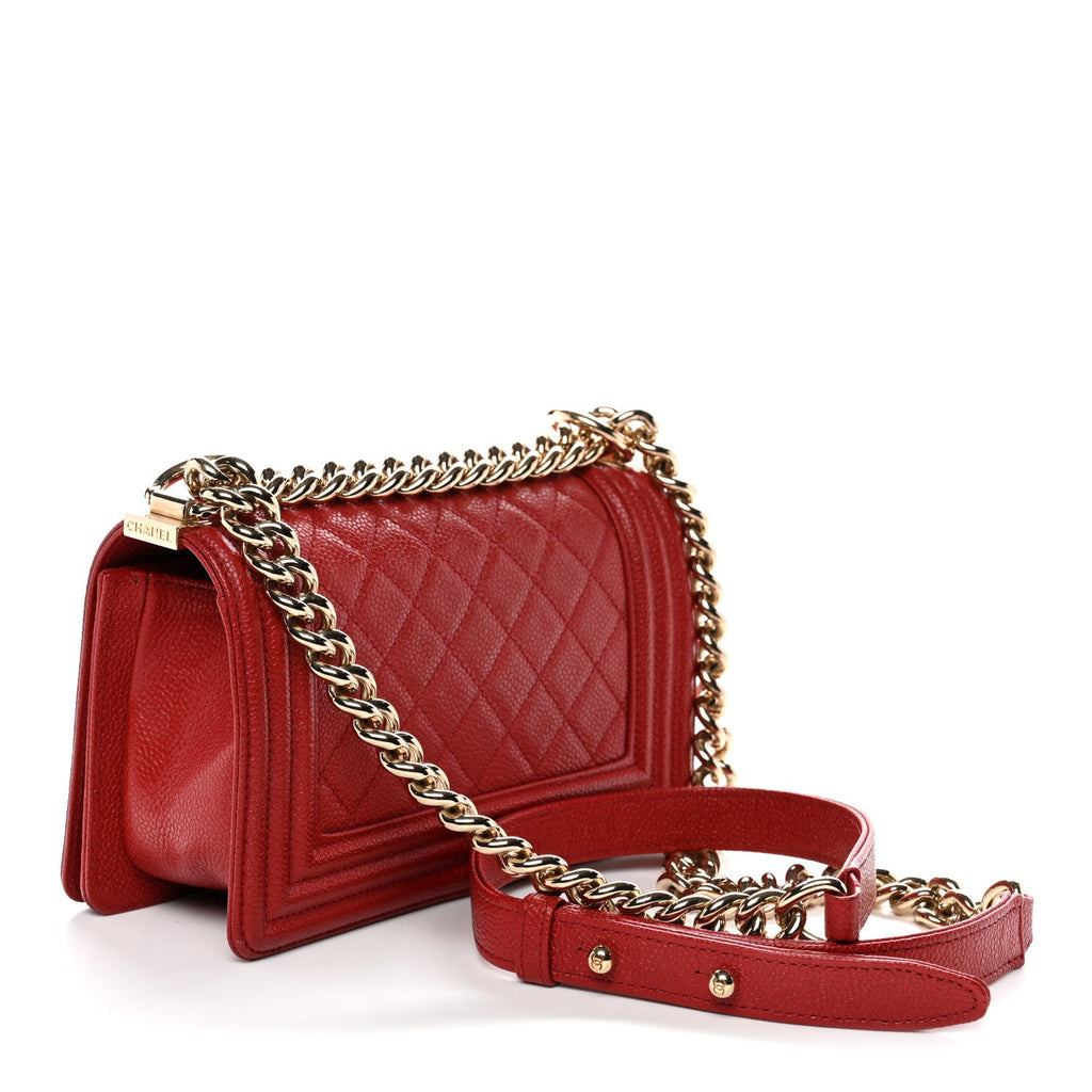 Chanel Caviar Quilted Small Boy Flap Red