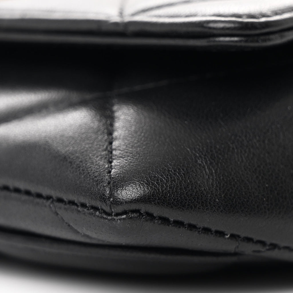Goatskin Quilted Chanel 19 Glasses Case With Chain Black