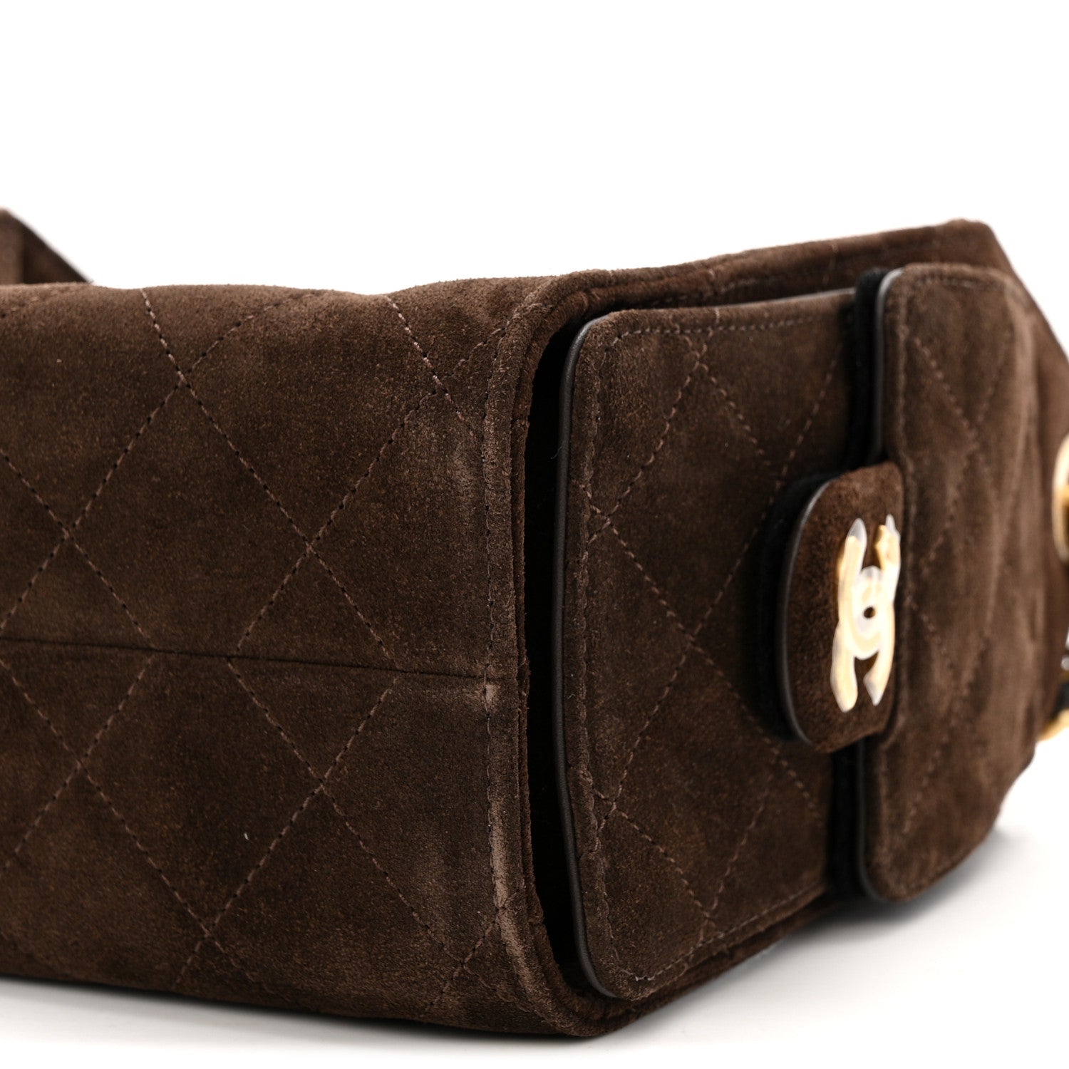 Chanel Suede Quilted Mini Chanel 25 Handbag Dark Brown