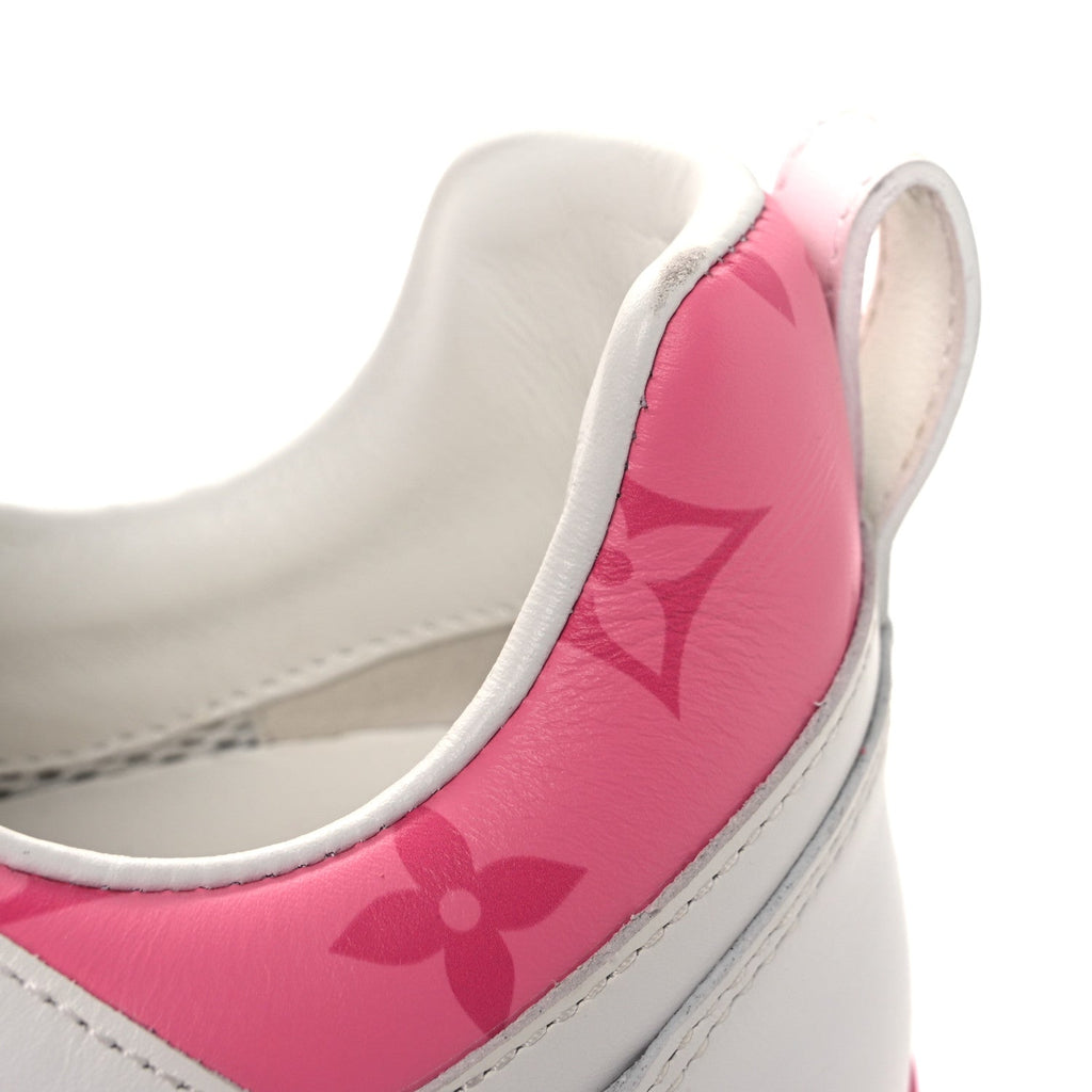 Louis Vuitton Calfskin Monogram Run Away Sneakers 38.5 White Pink