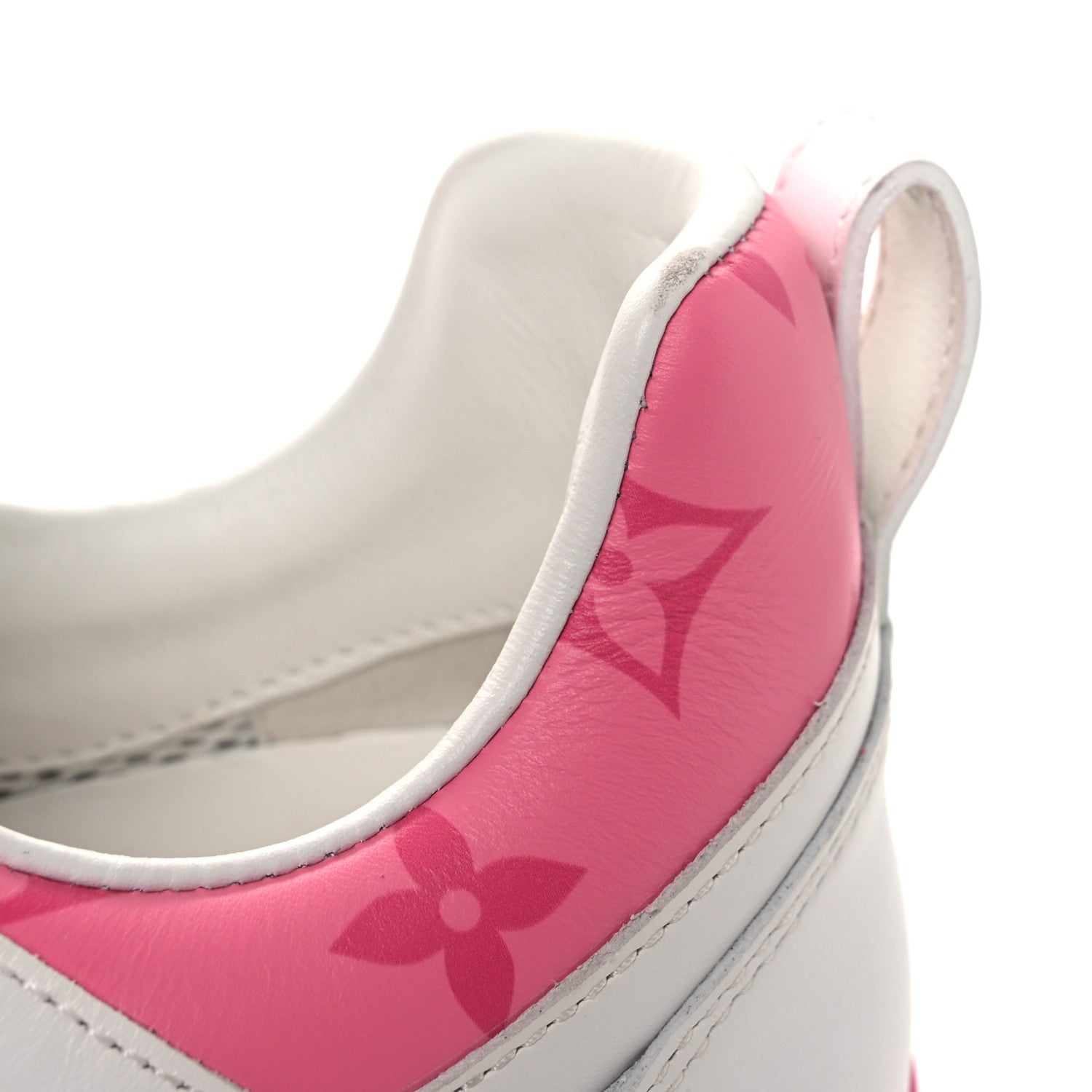 Louis Vuitton Calfskin Monogram Run Away Sneakers 38.5 White Pink