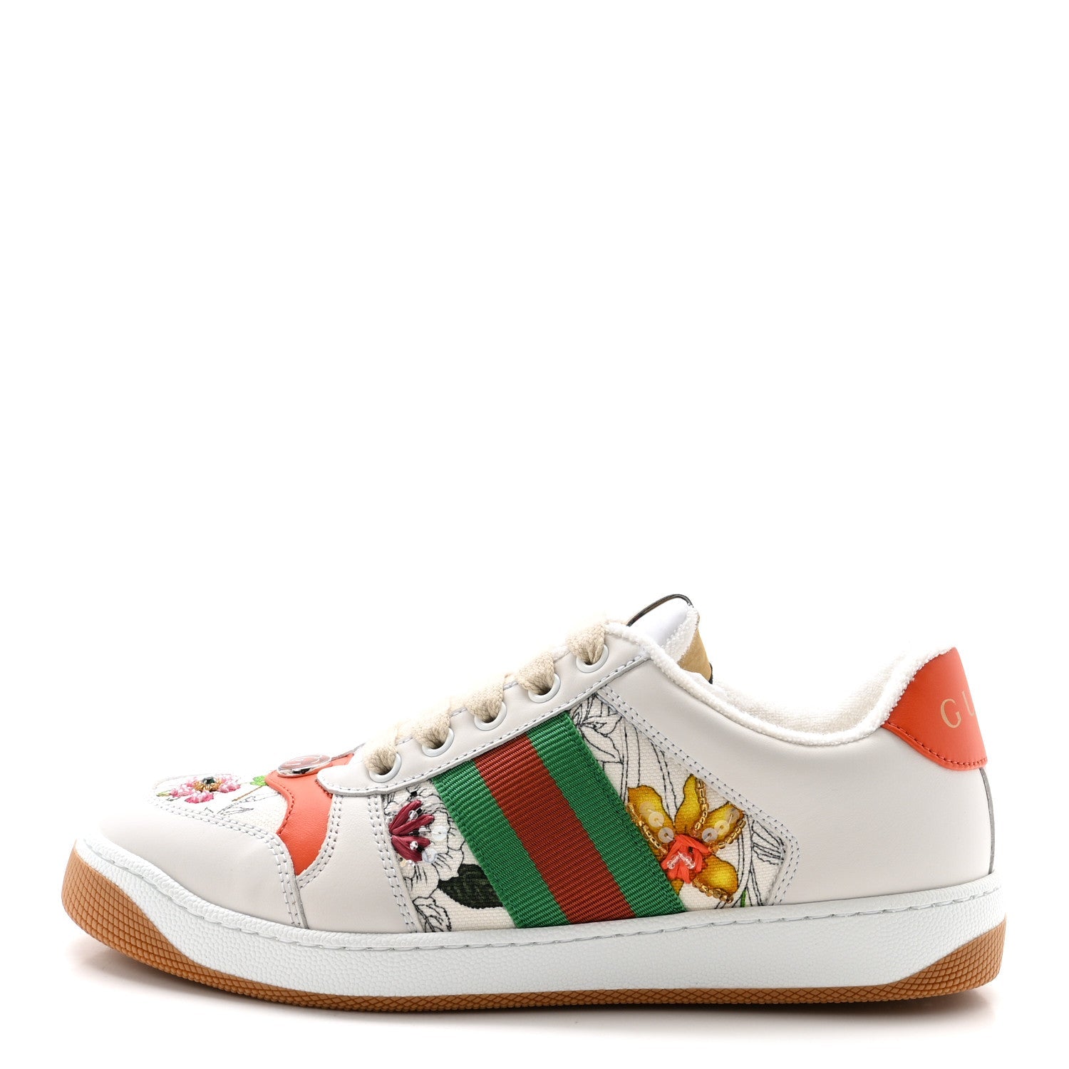 Gucci Sepang Flora Faded Canvas Web Womens Screener Sneakers 36.5 White