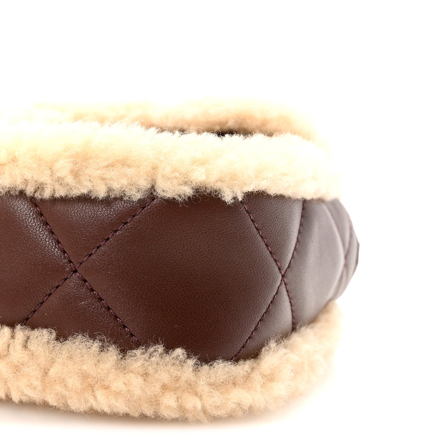 Chanel Shearling Lambskin Quilted Mini Furry Coco Flap Beige Dark Brown