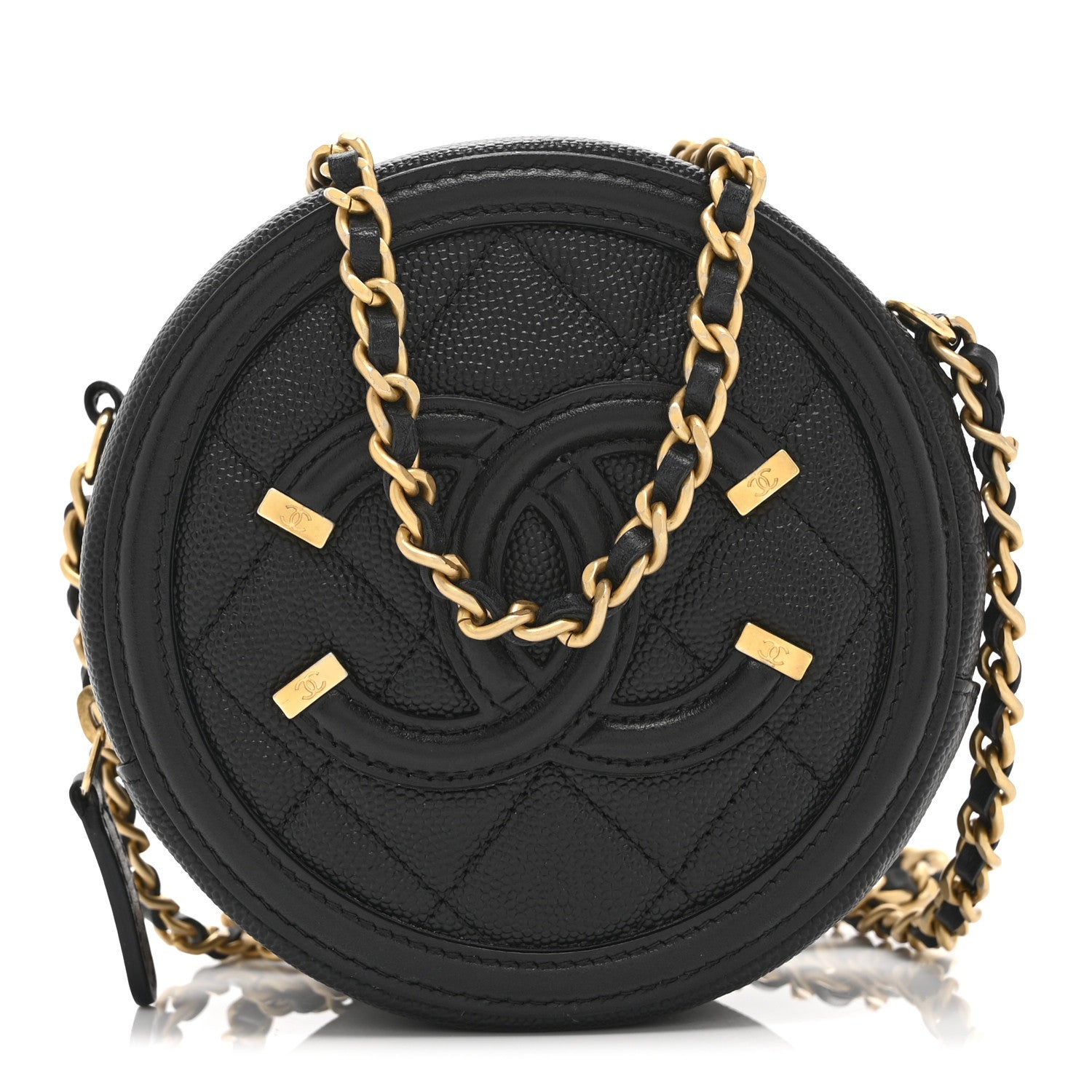 Chanel Caviar Quilted Round Filigree Crossbody Black