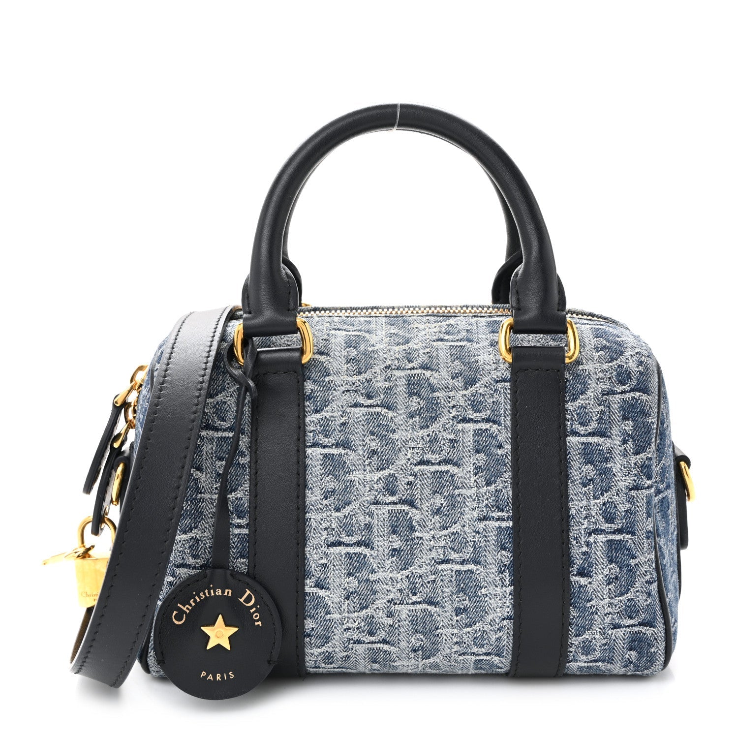 Christian Dior Denim Oblique Groove 20 Bag Blue