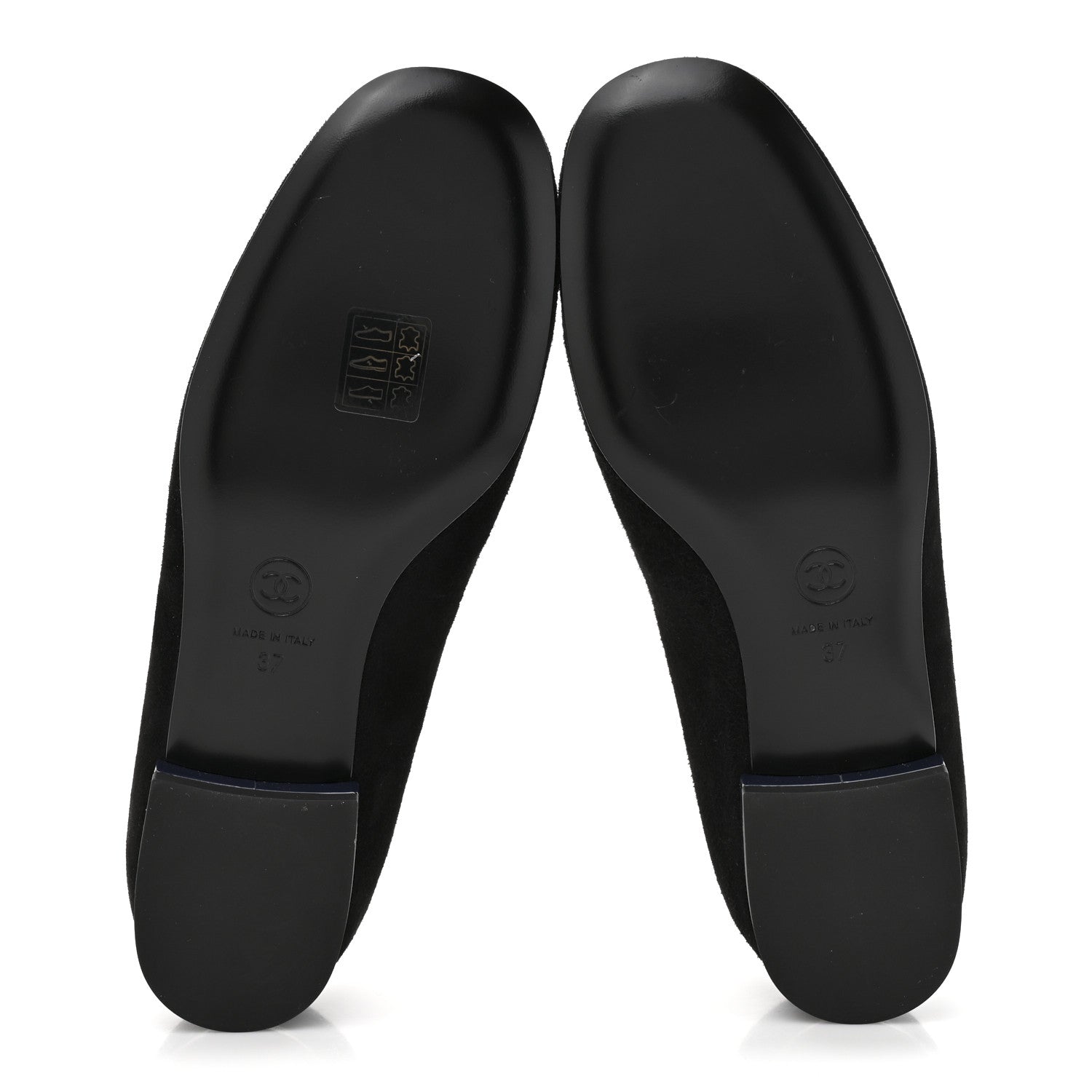 Chanel Suede Patent Camellia CC Ballerina Flat 37 Navy Black