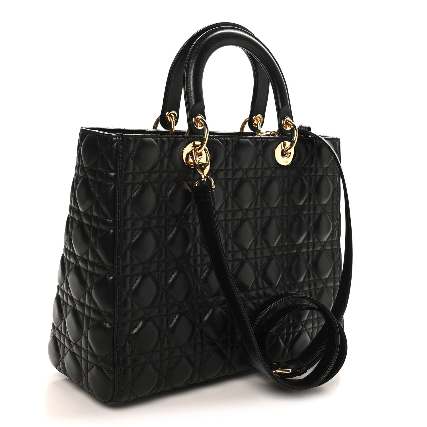 Christian Dior Lambskin Cannage Large Lady Dior Black