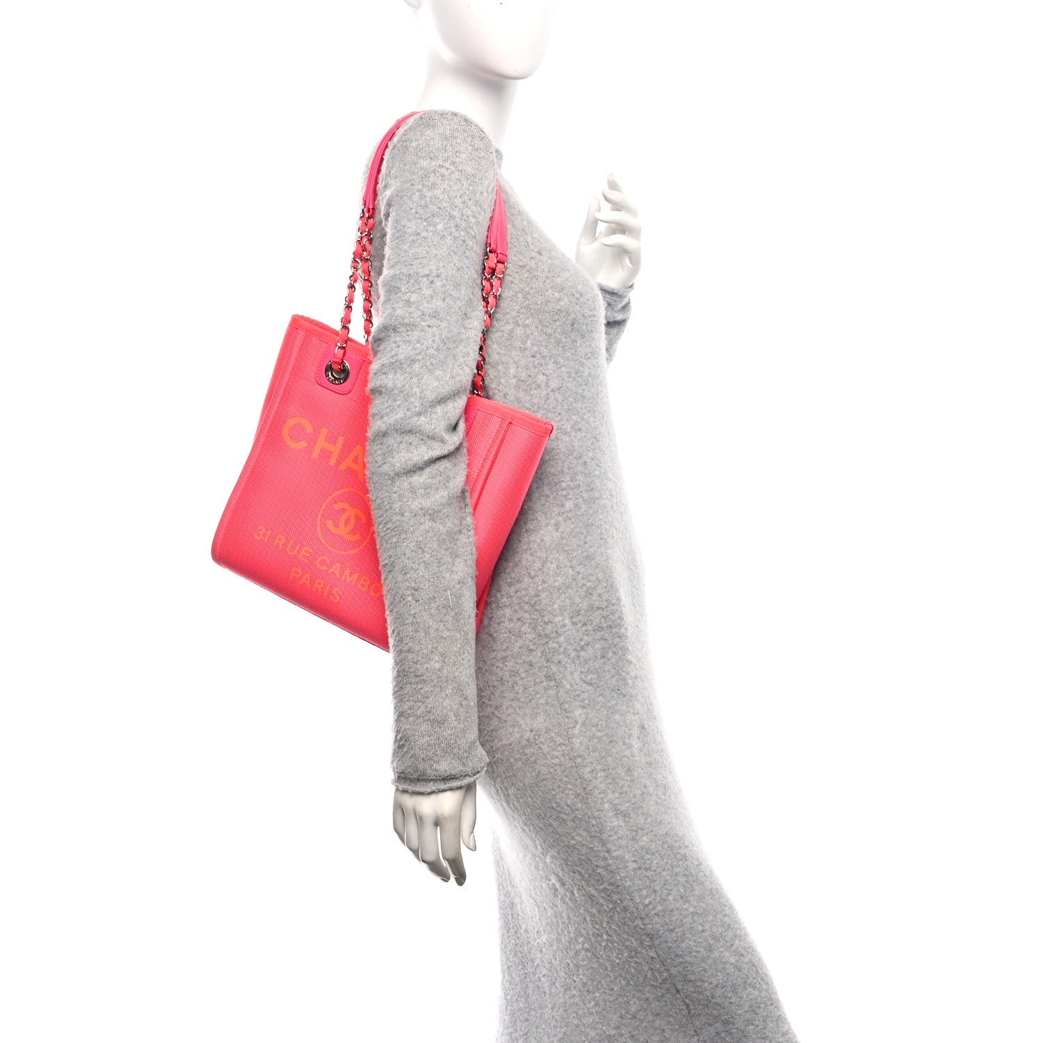 Chanel Canvas Mini Deauville Tote Pink Orange