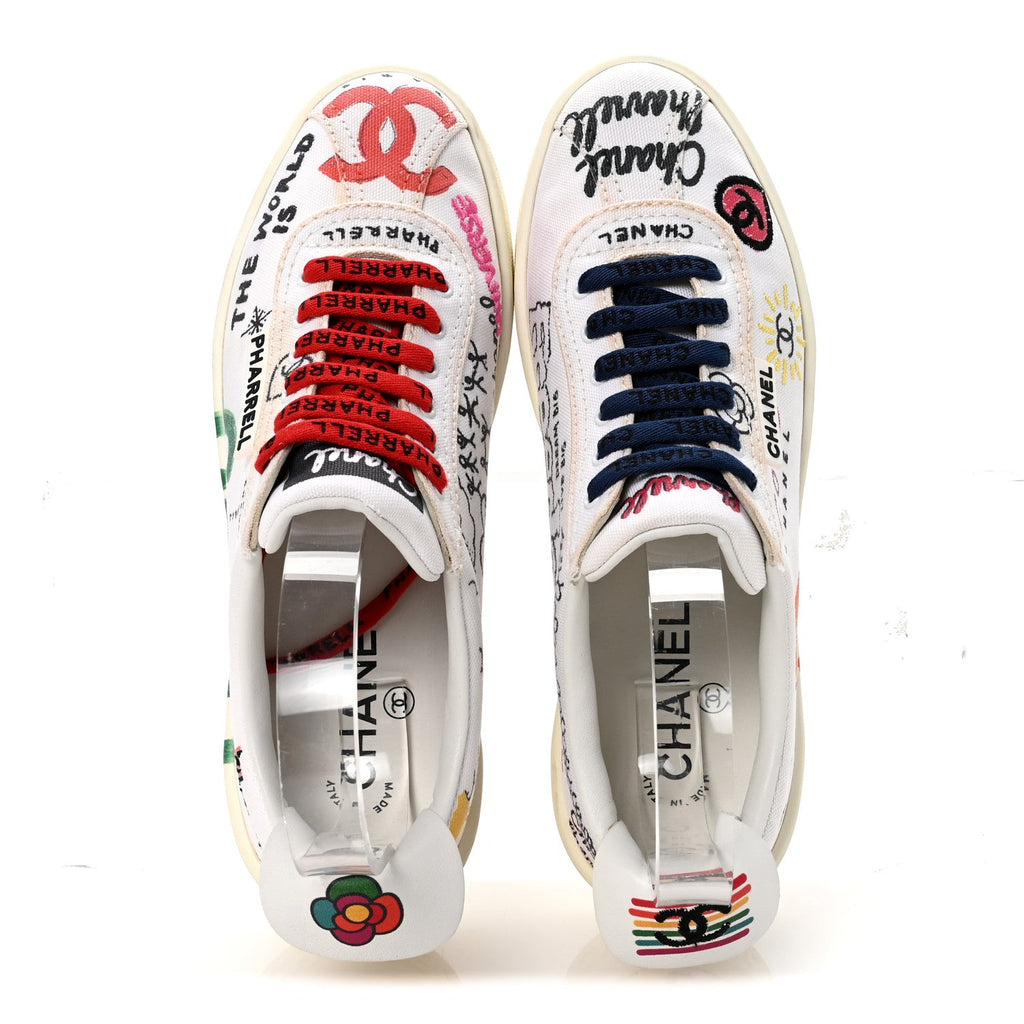 Chanel x Pharrell Williams Canvas Womens Sneakers 36.5 White Multicolor