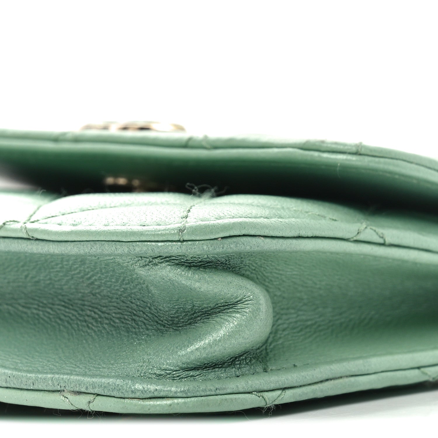 Chanel Lambskin Resin Quilted Mini Heart Flap Light Green