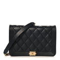 Chanel Caviar Quilted Boy Wallet On Chain WOC Black
