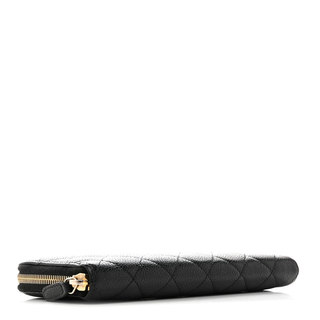 Caviar Quilted Large Gusset Zip Around Wallet Navy