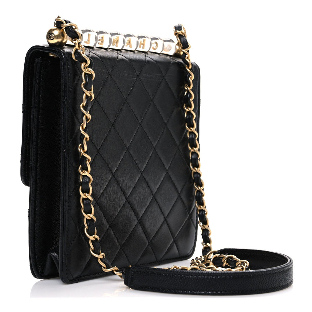 Chanel Lambskin Quilted Chic Pearls Flap Black