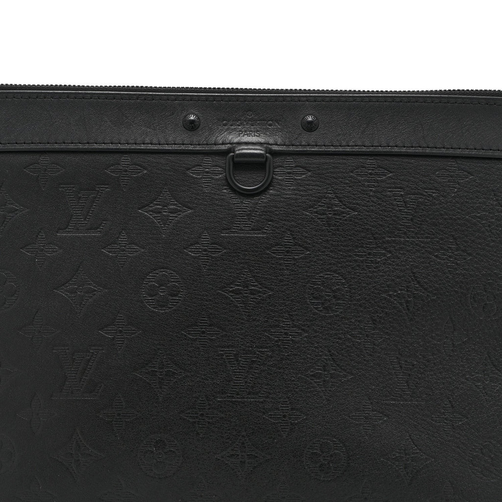 Louis Vuitton Calfskin Monogram Shadow Discovery Pochette Black