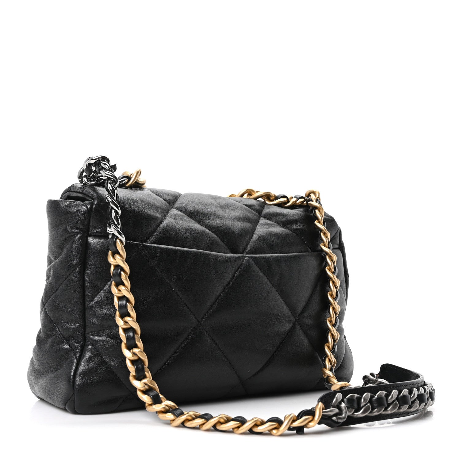 Chanel Goatskin Quilted Large Chanel 19 Flap Black