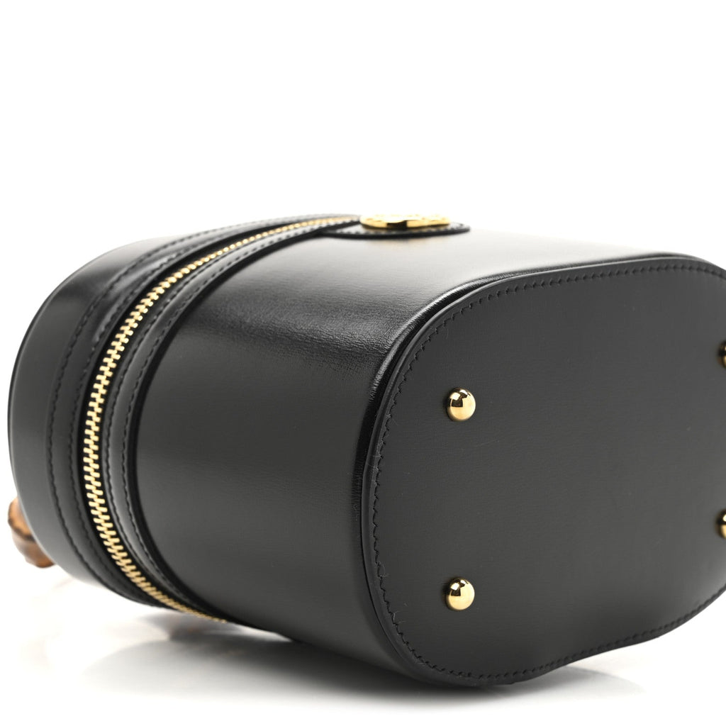 Gucci Calfskin Mini Bamboo Top Handle Shoulder Bag Black