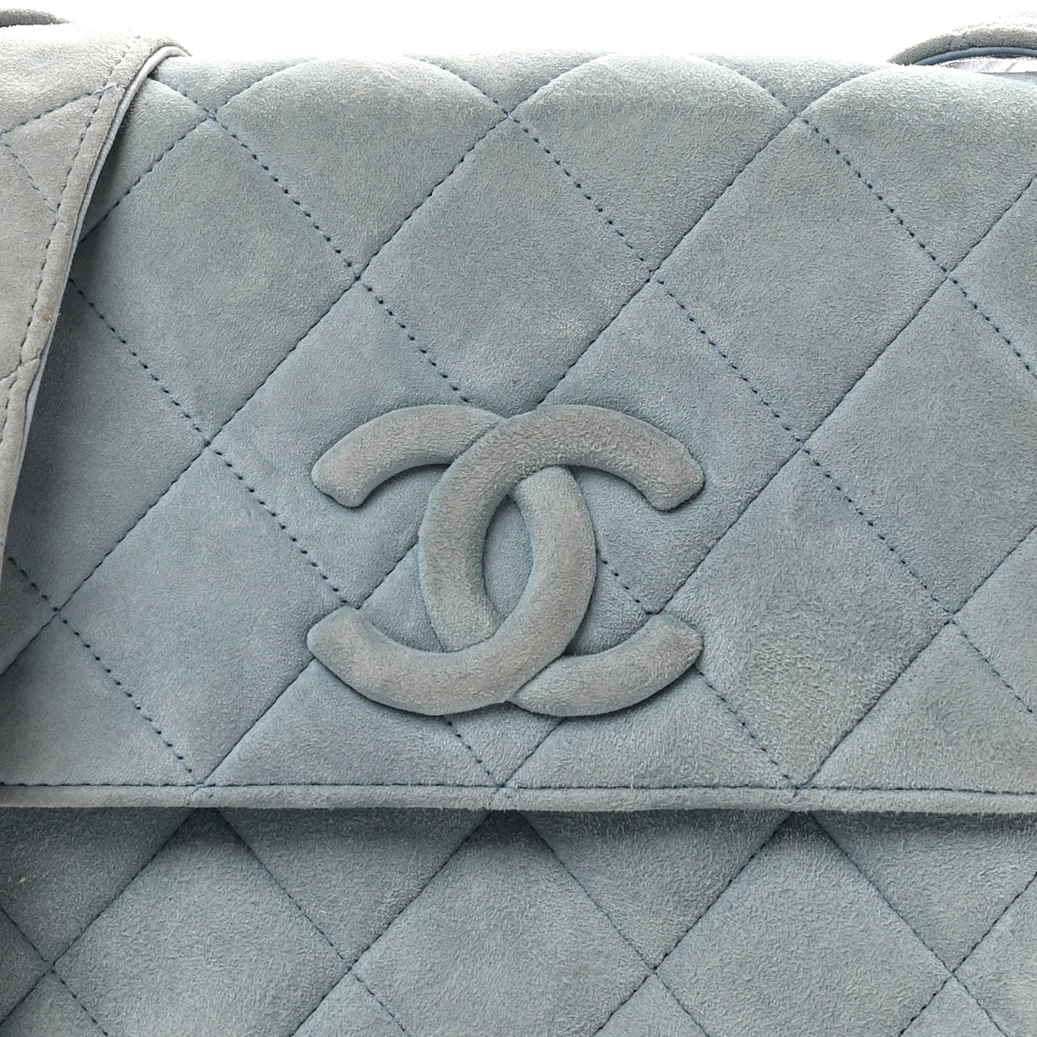 Chanel Suede Small Messenger Flap Light Blue