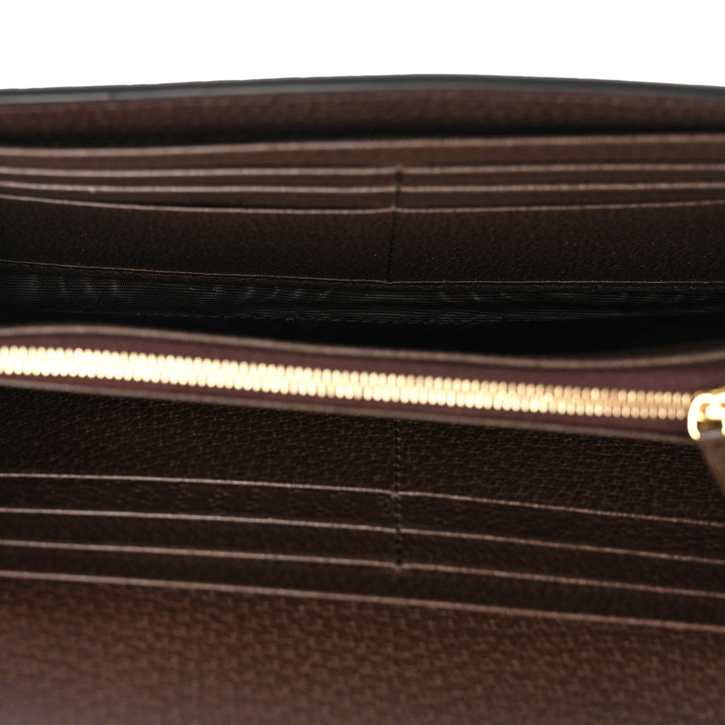 Gucci GG Supreme Monogram Textured Dollar Calfskin Blondie Continental Chain Wallet Beige Ebony New Acero