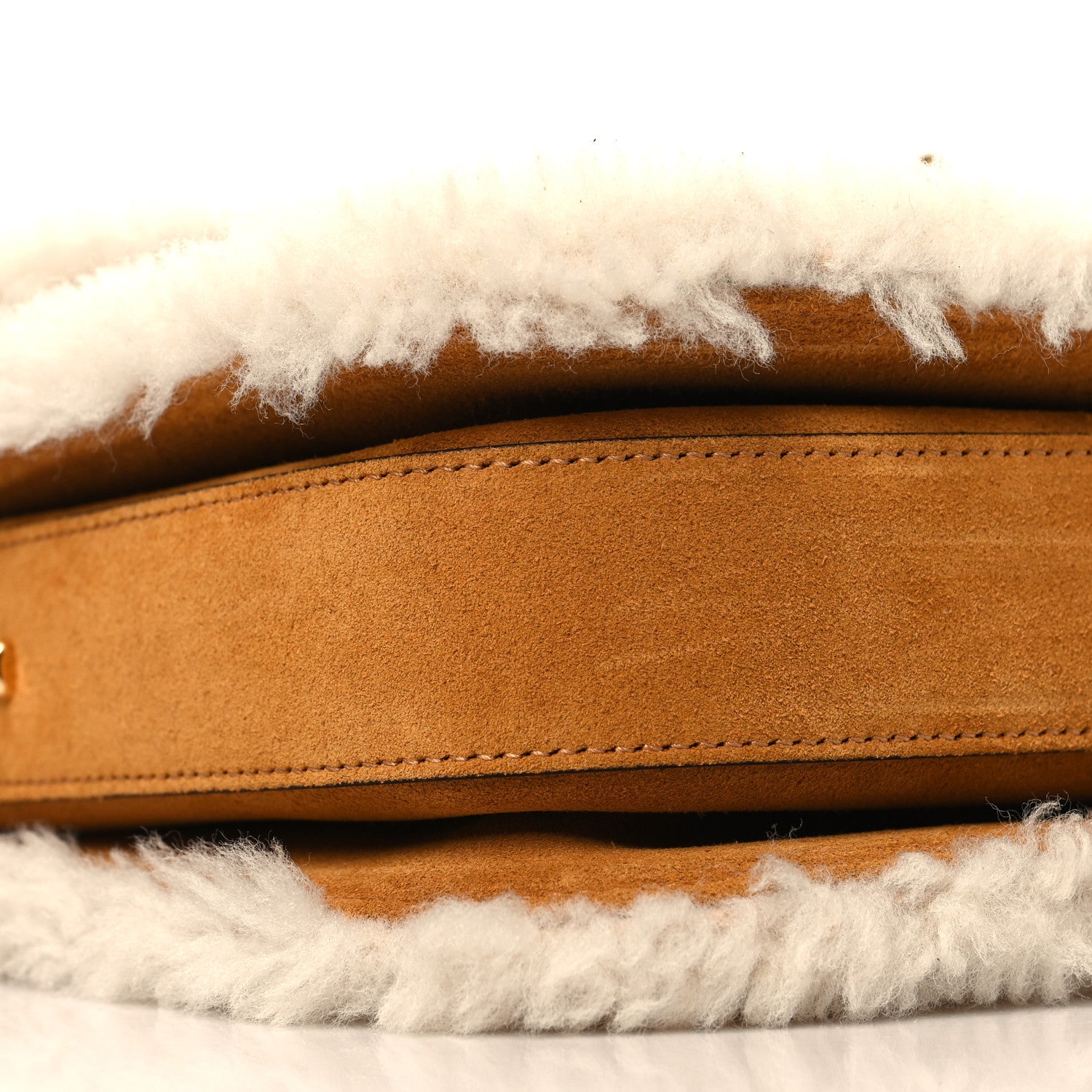 Gucci Suede Shearling Horsebit 1955 Shoulder Bag Brown