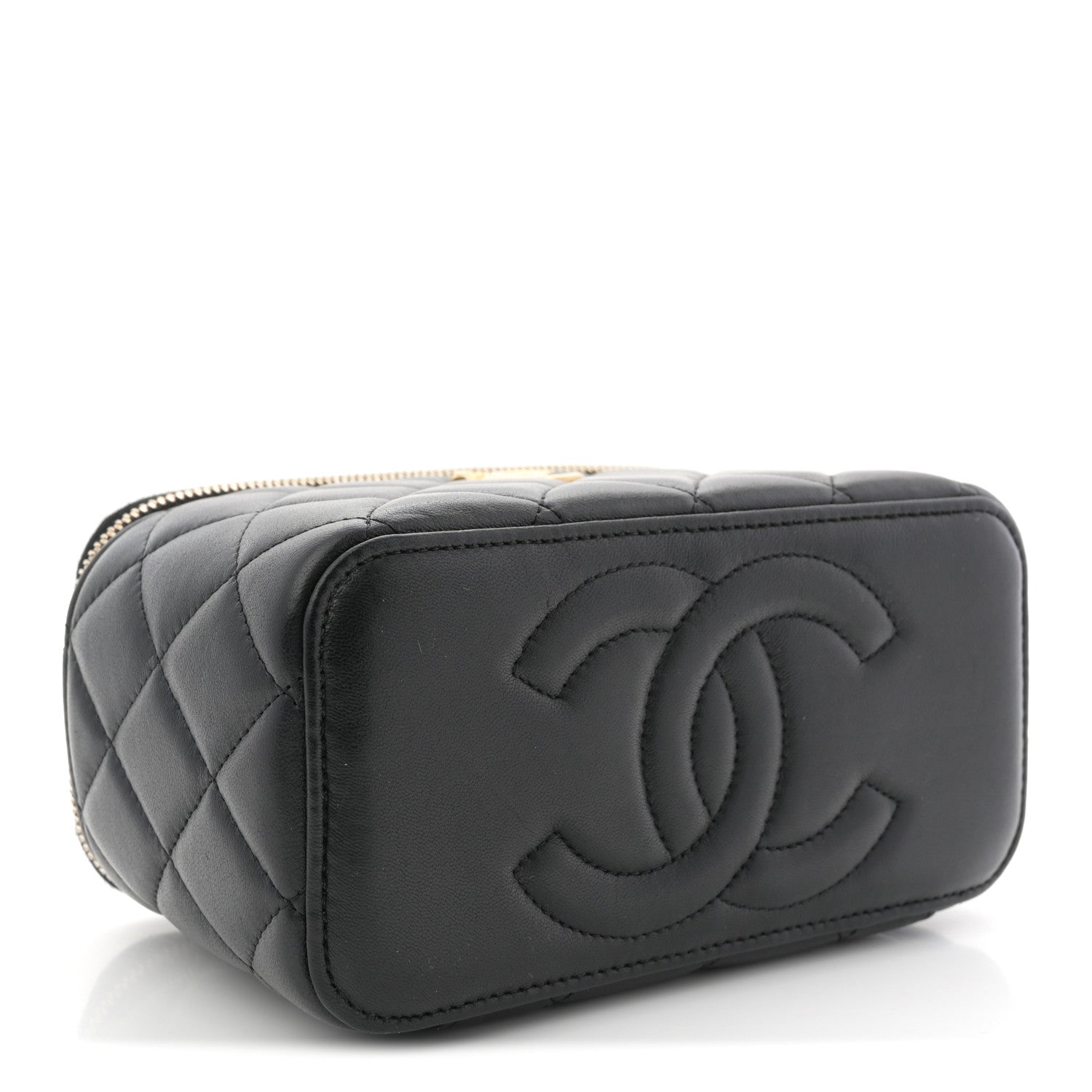 Chanel Lambskin Quilted Pick Me Up Vanity Case Black