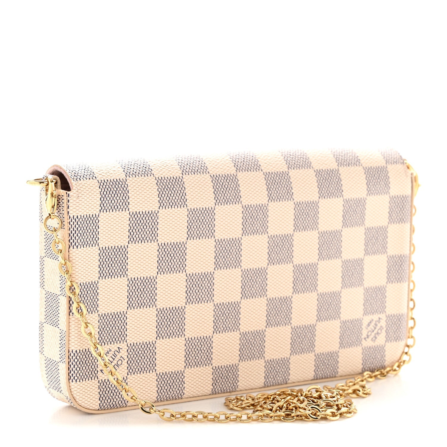 Louis Vuitton Damier Azur Pochette Felicie Chain Wallet Rose Ballerine
