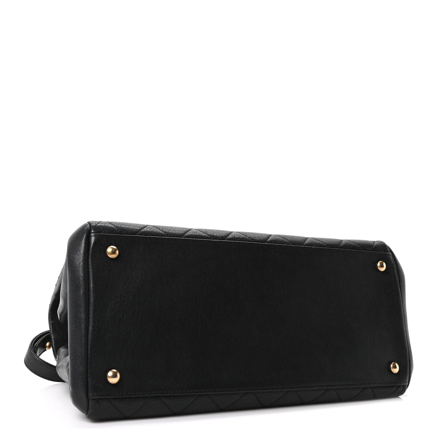 Chanel Shiny Sheepskin Quilted Large Trapezio Flap Black