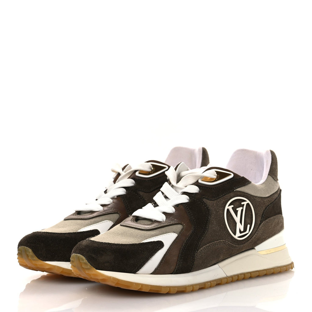 Louis Vuitton Calfskin Suede Run Away Sneakers 37.5 Kaki