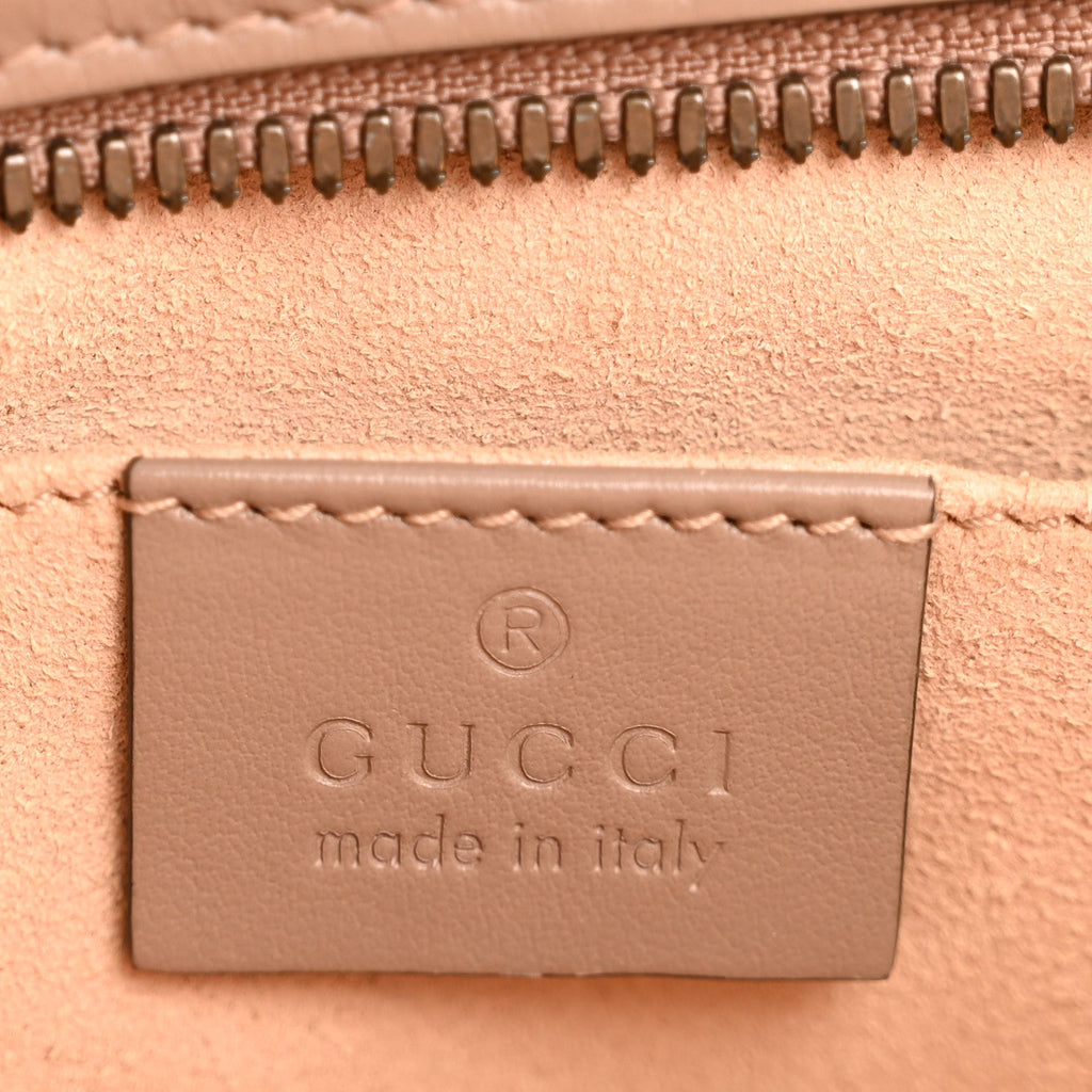 Gucci Calfskin Matelasse Small GG Marmont Chain Shoulder Bag Porcelain Rose