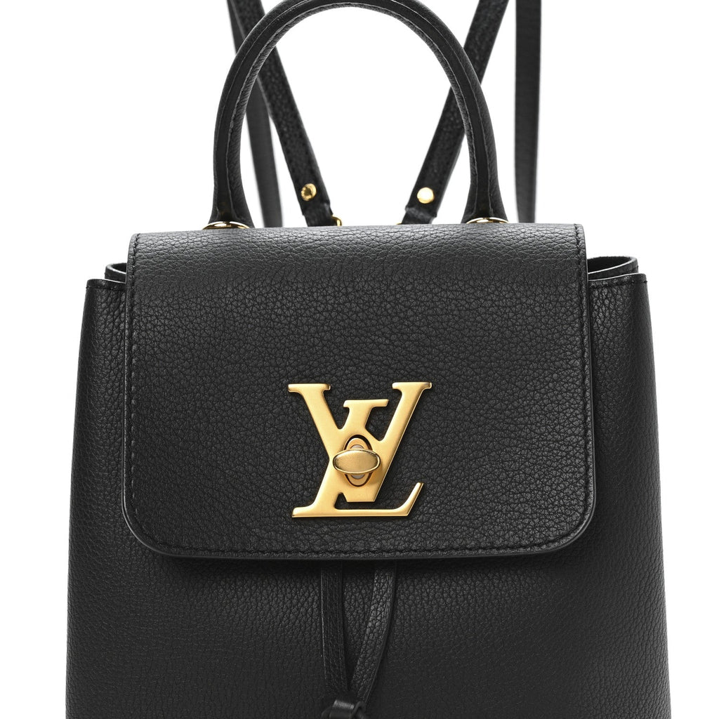 Louis Vuitton Calfskin Lockme Mini Backpack Black