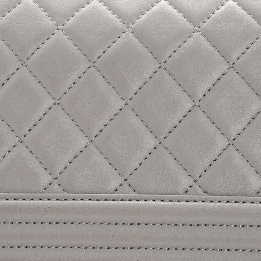Chanel Lambskin Quilted Small Boy Flap Grey