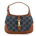 Gucci New Denim GG Monogram Calfskin Mini Jackie 1961 Hobo Blue Tea Cuir