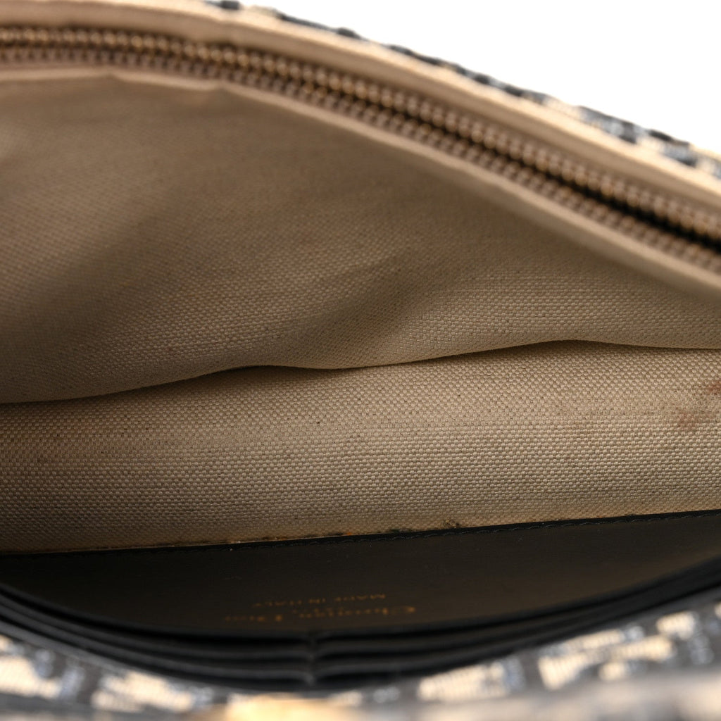 Christian Dior Oblique Saddle Chain Pouch Blue
