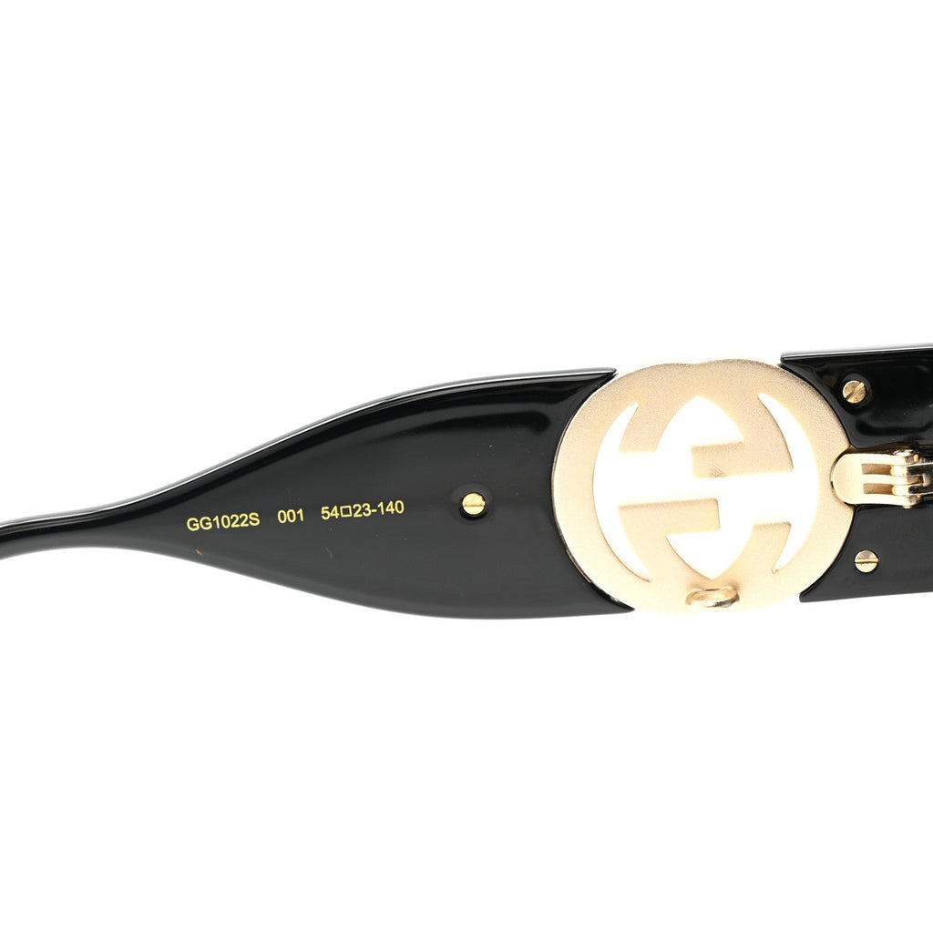Gucci Acetate Square Frame Chain Sunglasses GG1022S Black