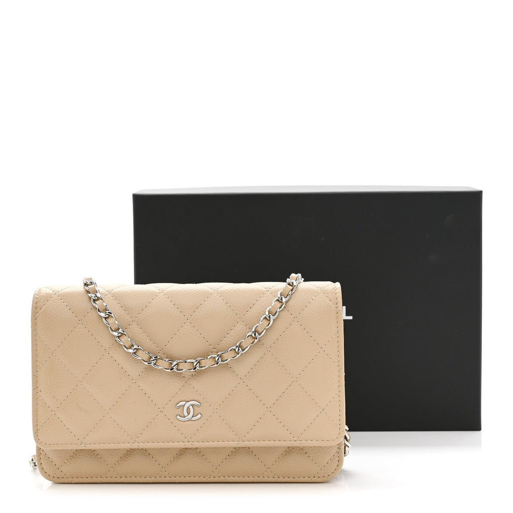 Chanel Caviar Quilted Wallet on Chain WOC Beige