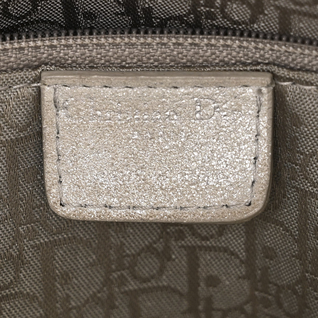 Christian Dior Metallic Nubuck Cannage Medium Lady Dior Silver
