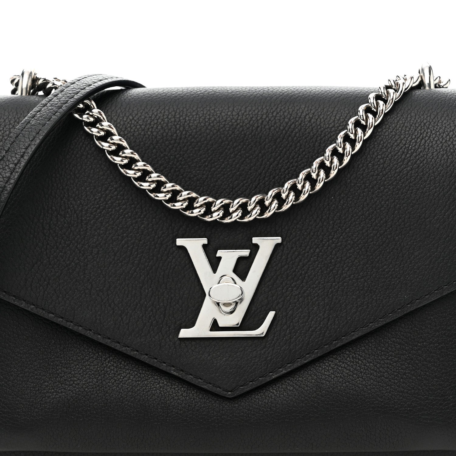 Louis Vuitton Soft Calfskin Mylockme Chain Bag BB Black