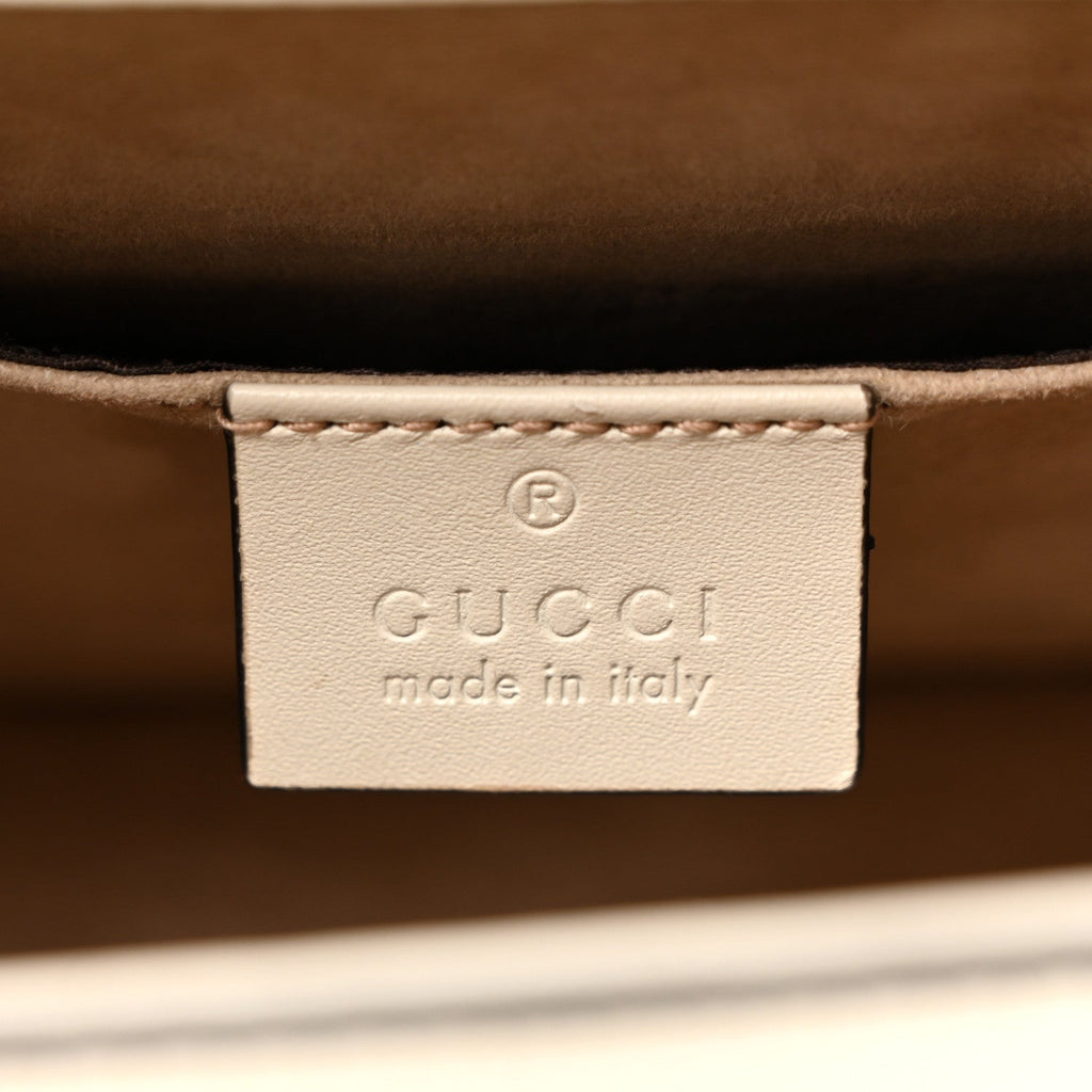 Gucci Calfskin Mini Sylvie Top Handle Bag White
