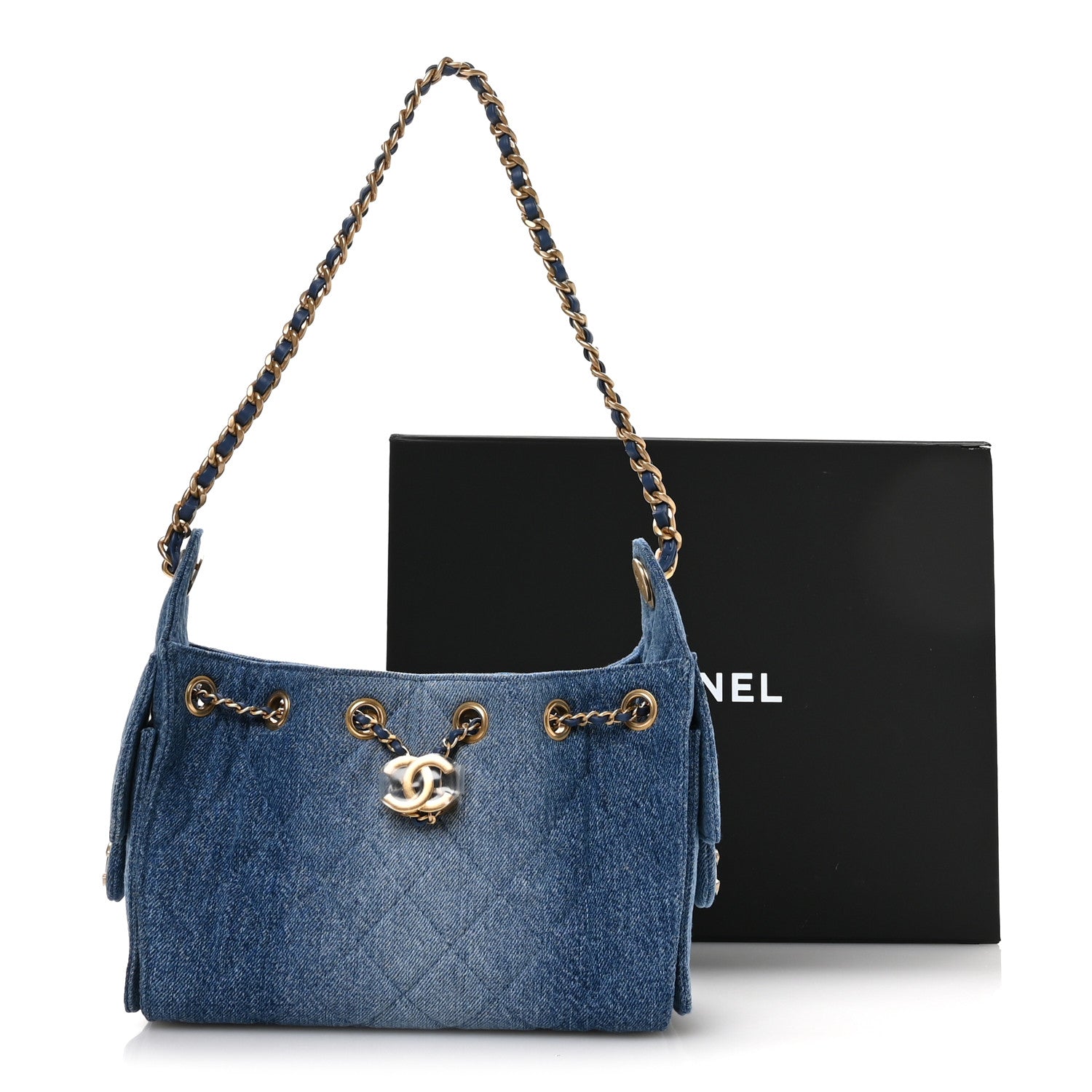 Chanel Washed Denim Quilted Mini Chanel 25 Handbag Blue