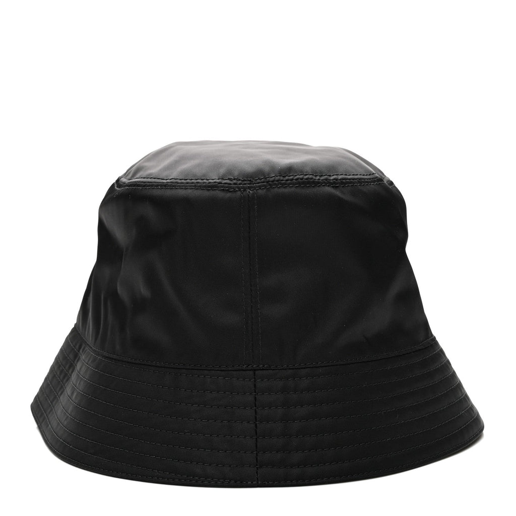 Prada Re-Nylon Metal Triangle Logo Womens Bucket Hat M Black