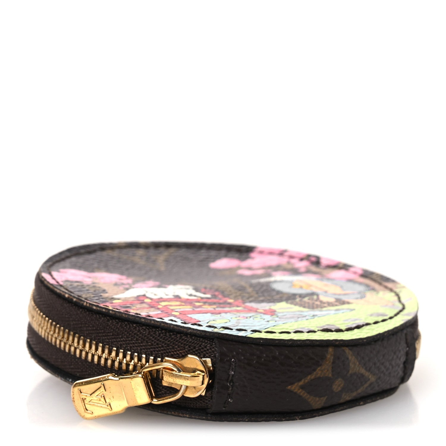 Louis Vuitton Monogram 2021 Christmas Animation Japanese Garden Round Coin Purse Wisteria Pink