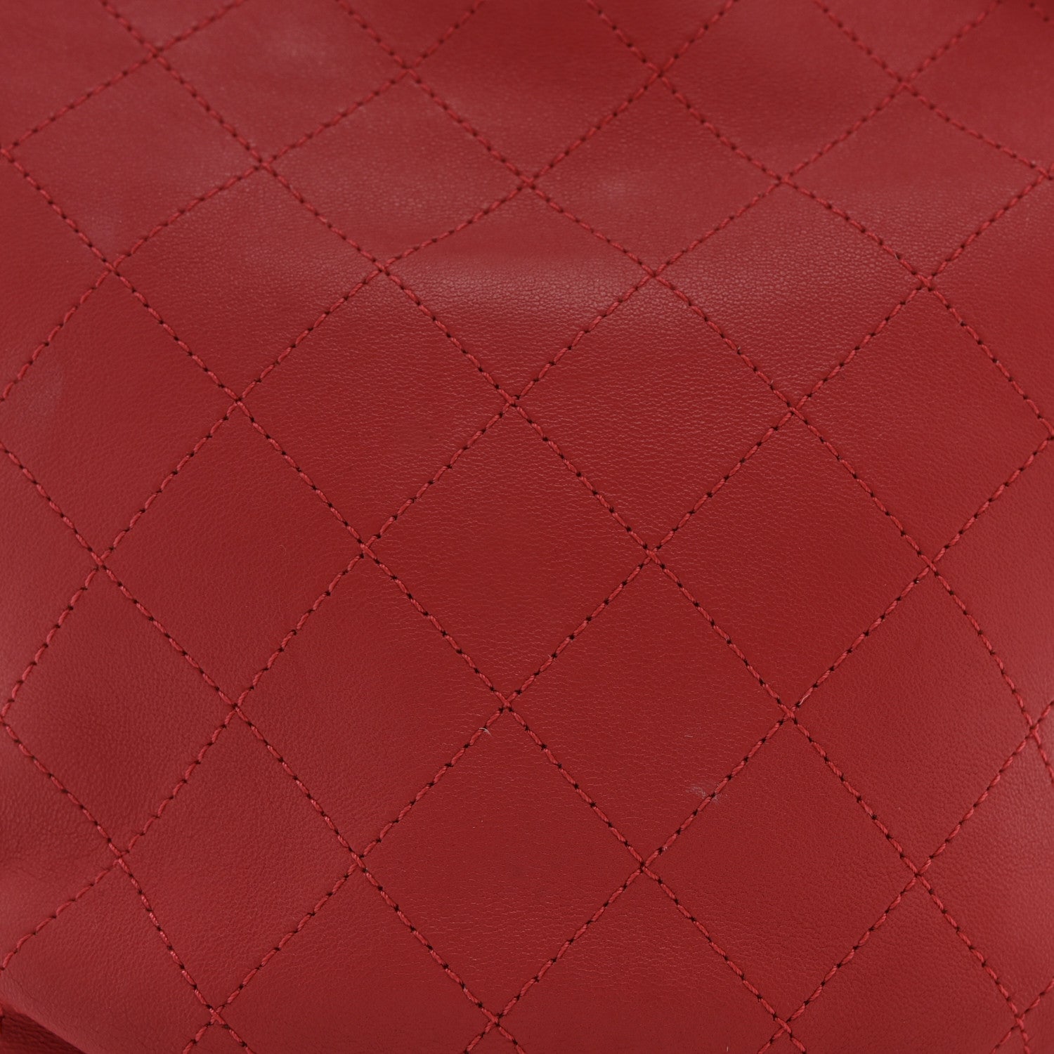 Chanel Calfskin Stitched Chain Bucket Bag Coral