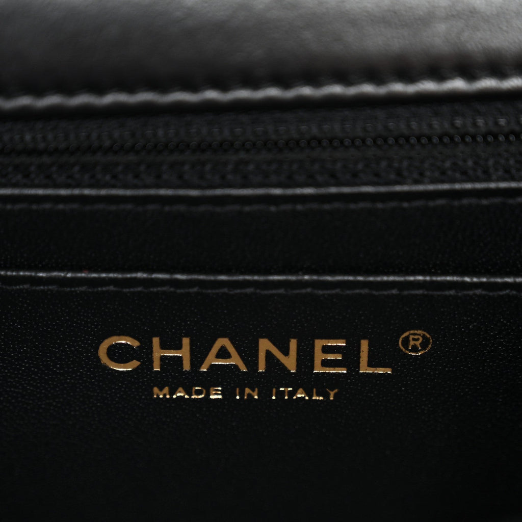 Chanel Lambskin Quilted Mini Rectangular Flap Black
